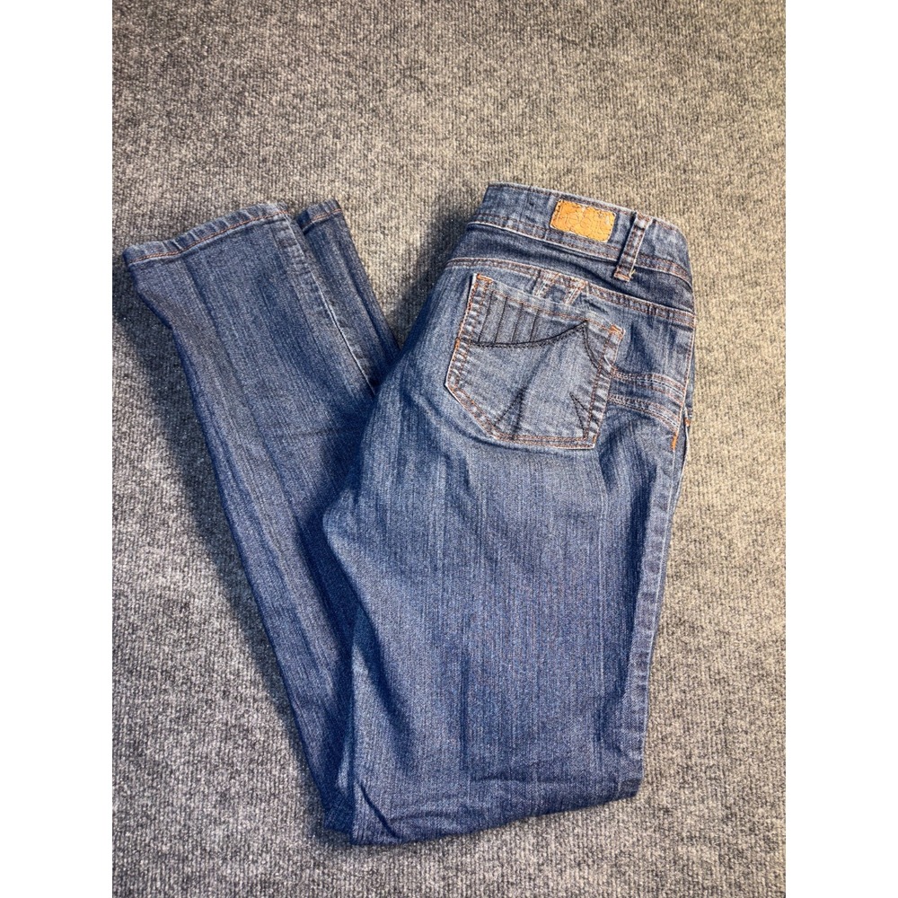 Hectik Straight Leg Jeans Womens‎ 13 Blue Denim Mid Rise Embroidered Back Pocket